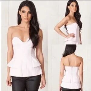 NWT Finders Keepers Powder Pink Take A Shot Bustier Peplum Tube Top Corset Style